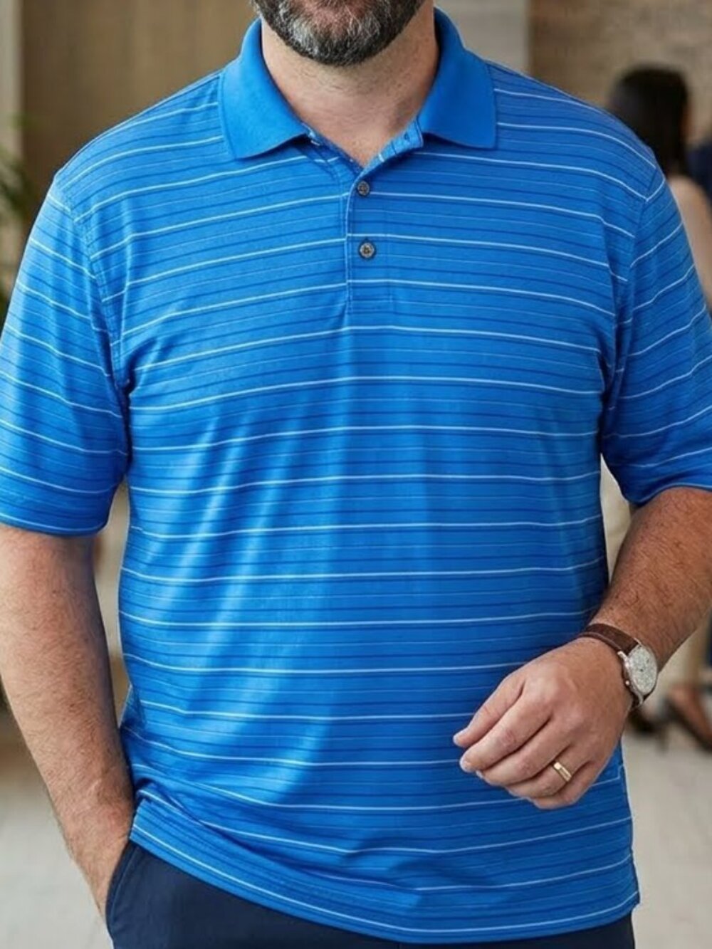 Performance Polo Men's Size XL Golf Golfing Short Sleeve Shirt Blue